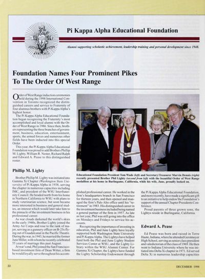 Pi Kappa Alpha Education Foundation, December 1998